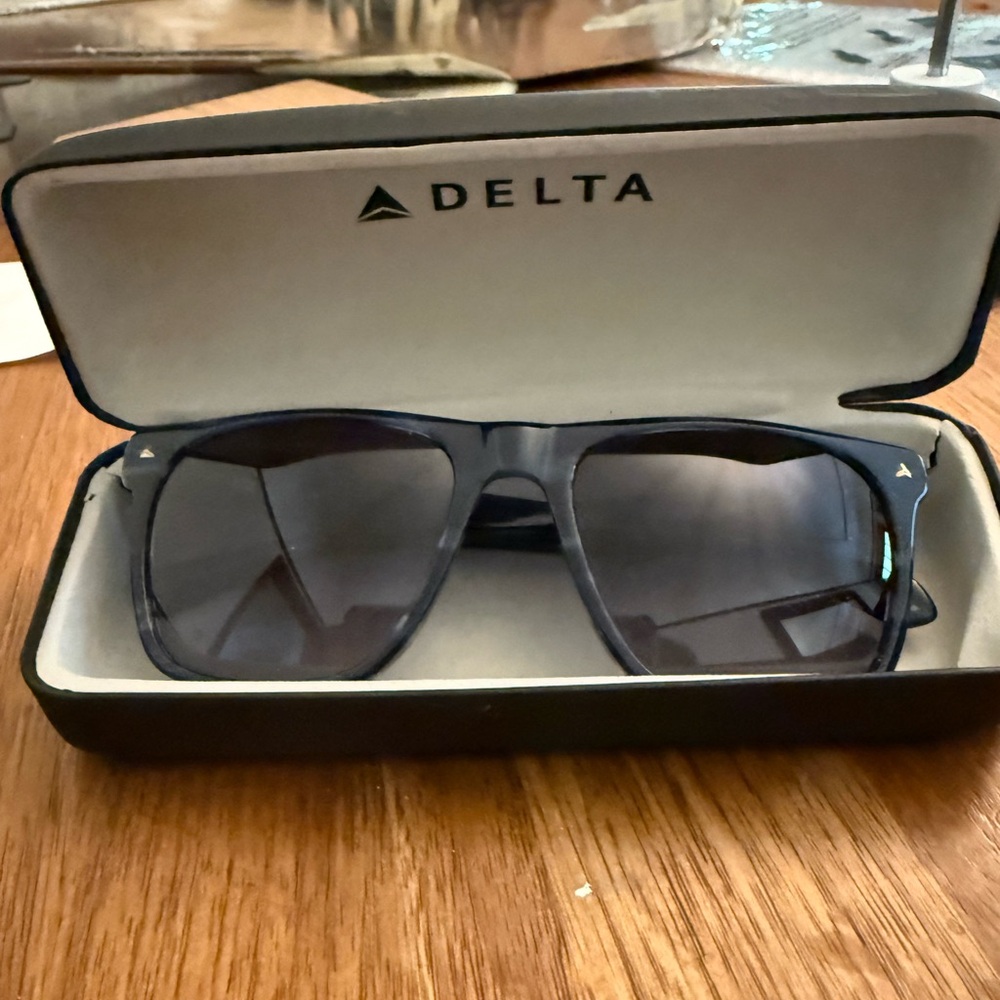 Vintage Delta Airlines Dark Blue Sunglasses with Case